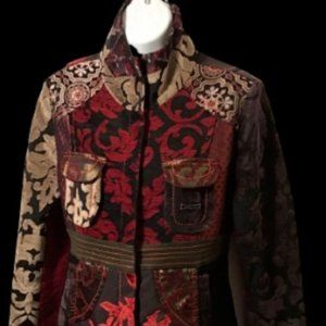 Desigual Long Coat Size Medium Jacquard boho style